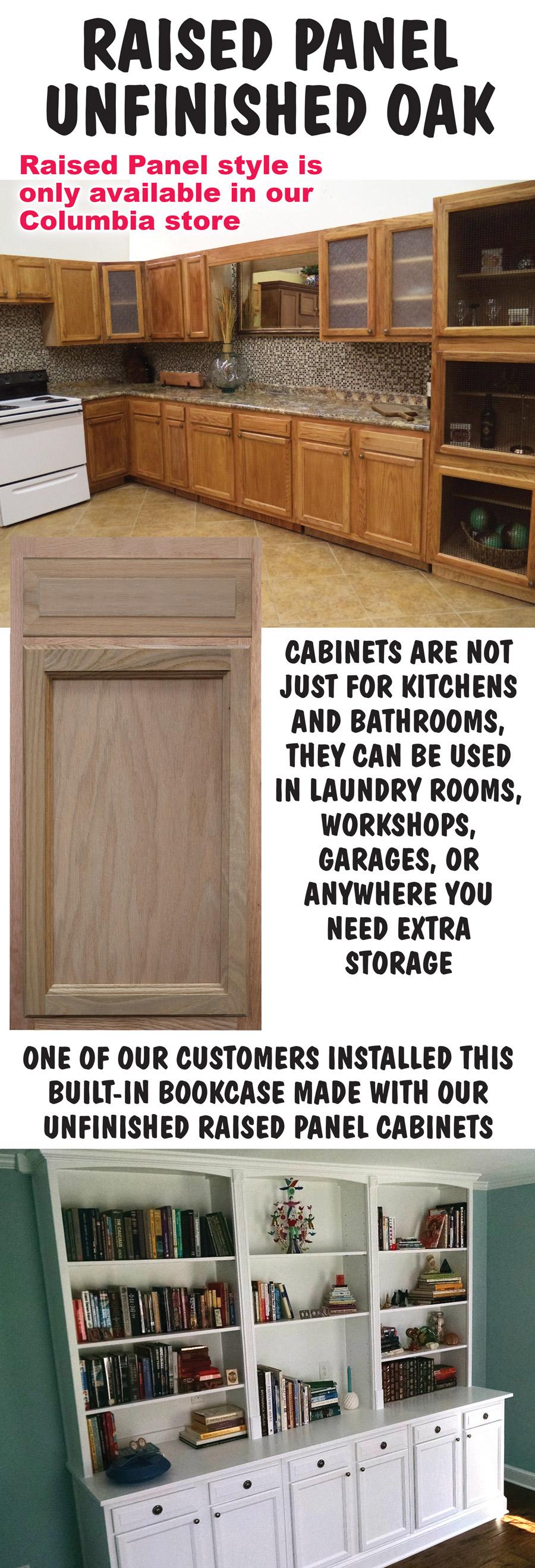Unfinished Shaker Kitchen Cabinets, poplar, birch, or beech. In order to provide the best customer service possible, we carry a variety of cabinetry lines so we can stock popular sizes and get special orders quickly. Value is what we’re all about. We want you to get more for less. Our solid wood cabinets sell at prices near or below particle board cabinets, and most lines feature soft close doors and drawers, finished interiors, adjustable shelves, and 6-way euro hinges, at no additional cost, plus optional glass cabinet doors. Since these cabinetry lines vary from store to store, please check with your local store for availability and pricing. We offer free kitchen design to help you layout your kitchen and make the most of your space. Schedule your appointment today and don’t forget to bring your measurements.