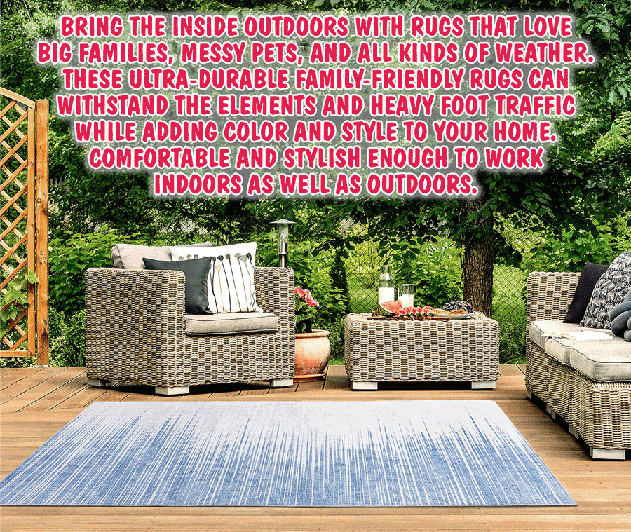 Kaleen Boho Indoor Outdoor Patio Rugs 2 feet by 3 feet $9 item number BOHO dash 23, 2 feet 3 inches by 7 feet 6 inches $24 item number BOHO dash 2376, 3 feet by 5 feet $22 item number BOHO dash 35, 5 feet 3 inches by 7 feet 6 inches $59 item number BOHO dash 5376, 8 feet by 10 feet $119 item number BOHO dash 810. Styles, colors, and sizes may vary by store.