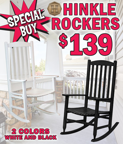 Special Buy Hinkle Rockers $139, 2 colors white and black