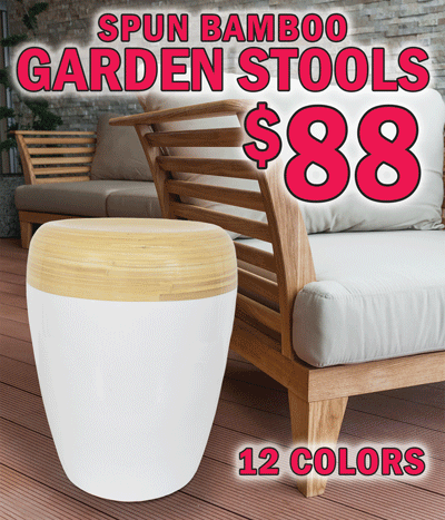 Spun Bamboo Garden Stools $88, 12 colors