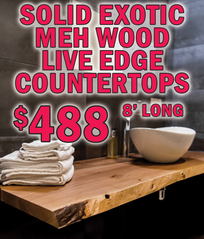 Solid Exotic Meh Wood Live Edge Countertops $488, 8 feet long